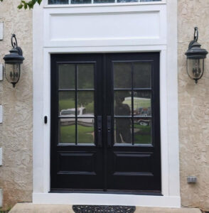 Guardian Double Door Unit - 6 Lite SDL Grids Micro Granite Glass - Black - Belle Mead MJ