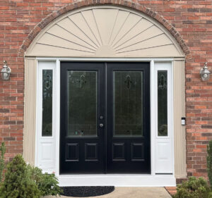 ProVia Double Door - White Sidelites Brookhaven Decorative Glass - Black - West Windsor