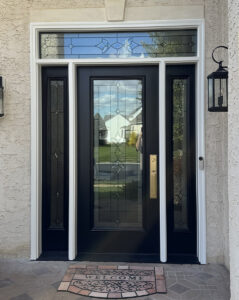 ProVia - Full Lite Sidelites Transom Esmond Decorative Glass - Patina Caming Black - Monroe